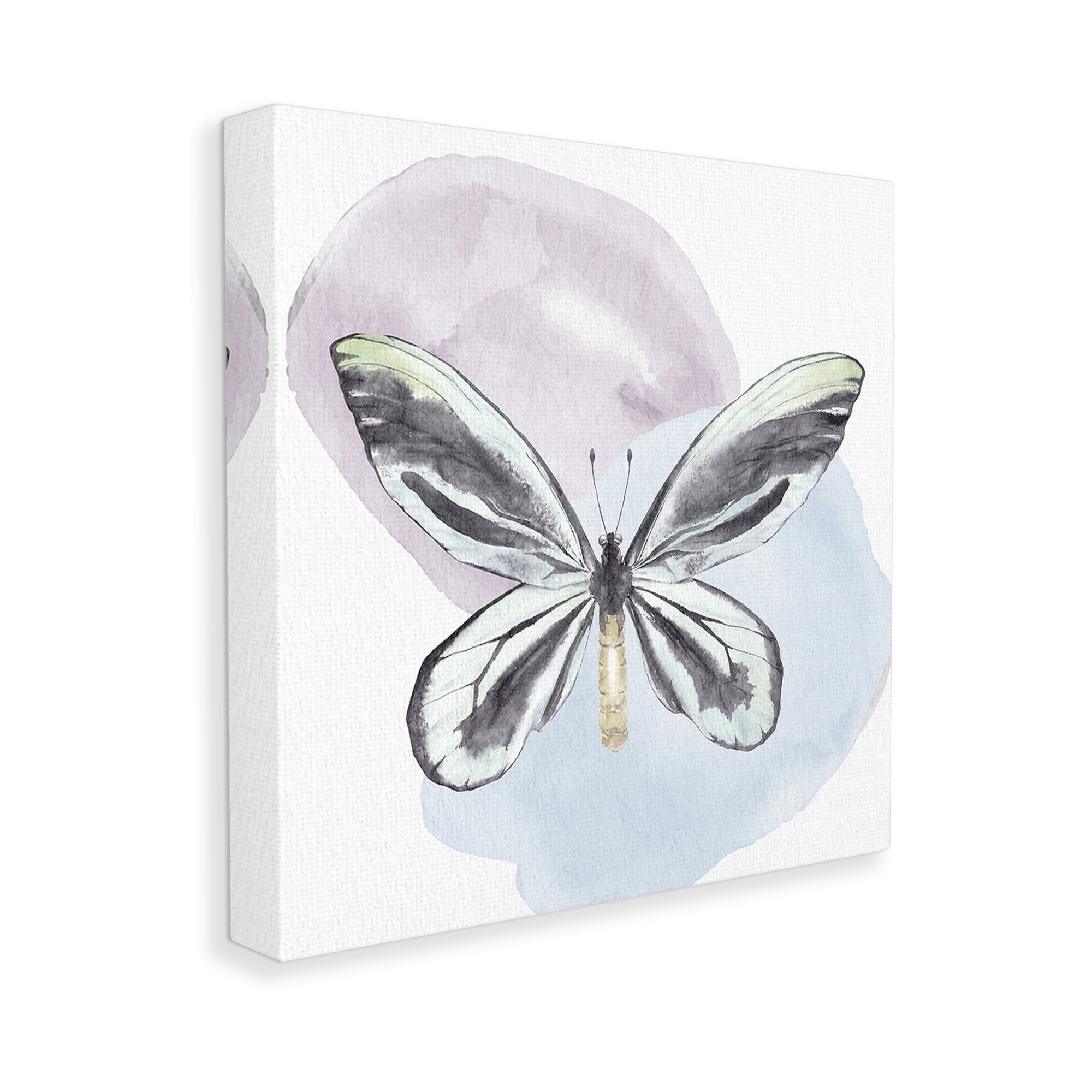 Stupell Industries Butterfly with Pastel Shapes Animals & Insects Painting Gallery Wrapped Canvas Art Print Wall Art, 17 x 17