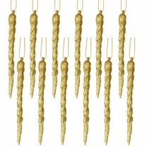 Twisted Icicle Ornament Christmas Tree Glitter Spiral Strip Hangings for Holiday Party Wedding Accessories, 5.1 Inch (Gold,12 Pieces)