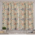 thumbnail image 1 of Balkan Folk Kitchen Curtains, Fun Traditional Balkan and Slavic Craft Floral Folklore Style Print, Window Drapes 2 Panel Set for Kitchen Cafe Decor, 55" x 36", Blue Orange Multicolor, 1 of 1
