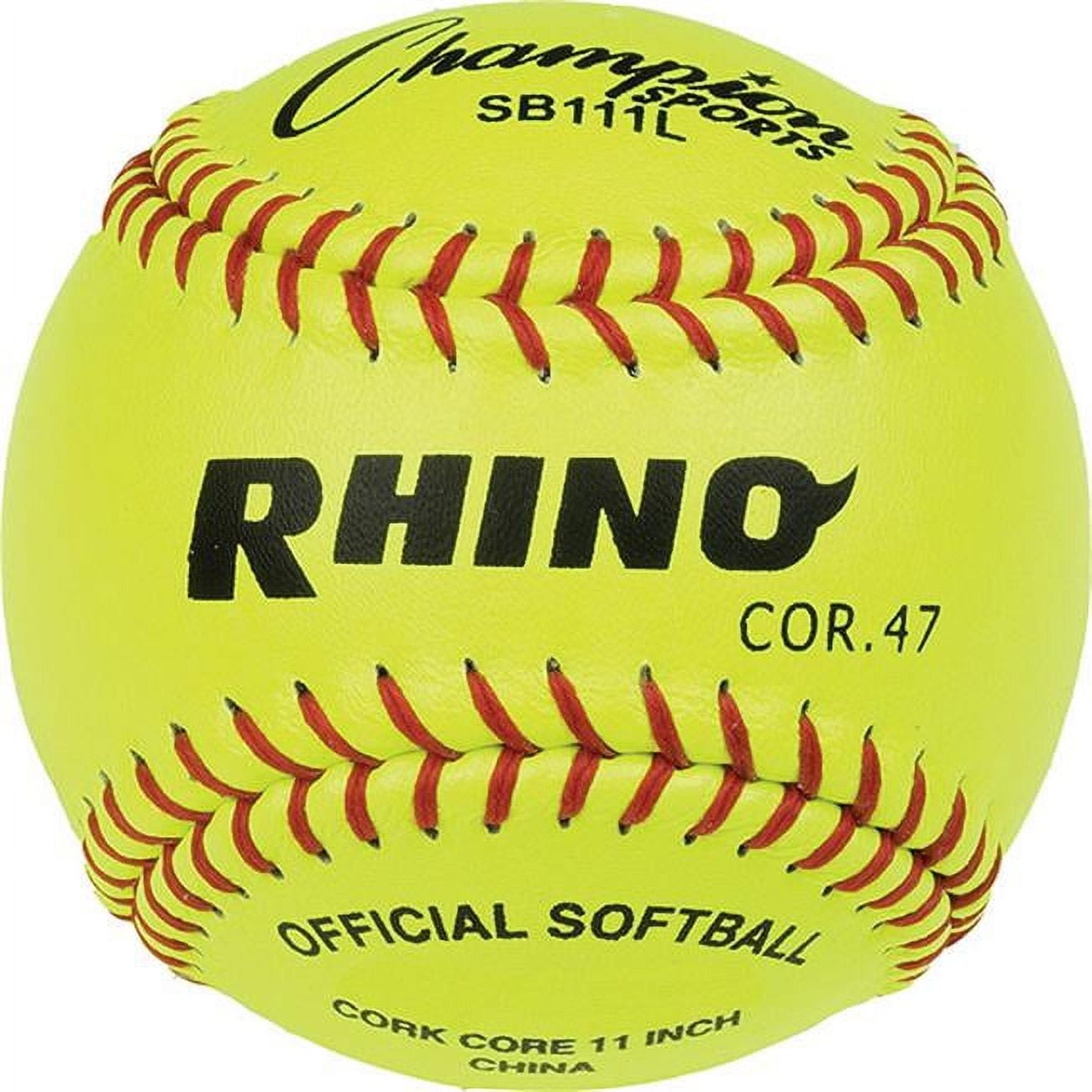 Champion Sports 11 in. Leather Cover Cork Softball, Optic Yellow & Red