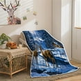 thumbnail image 5 of Christmas Throw Blanket, Winter Deer Snow Forest Holiday Theme Blanket for Couch and Bed, Warm Cozy Winter Cabin Throw, Super Soft, 60X80IN, 5 of 5