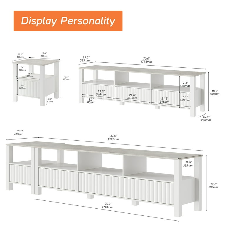 White tv stand 85 inch deals