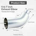 thumbnail image 2 of Diesel Exhaust Elbow Tip, 5" Inlet 7" Outlet Exhaust Pipe Tip Elbow Side Exit Exhaust Tip, Heavy-Duty Steel Chromed Turndown Exhaust Tip for Pickup Trucks Cars, 2 of 7