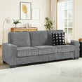 thumbnail image 2 of Lunale 83" Corduroy Sofa with Cup Holders, Modern 3-Seater Couch for Living Room, Apt., Gray, 2 of 11