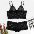 thumbnail image 3 of Xijirk Womens Lace Bra and Briefs Set Camisole Sleepwear Lingerie Comfortable Soft Underwear Pajama Set for Home Lounging,Z001 Black,5XL, 3 of 6