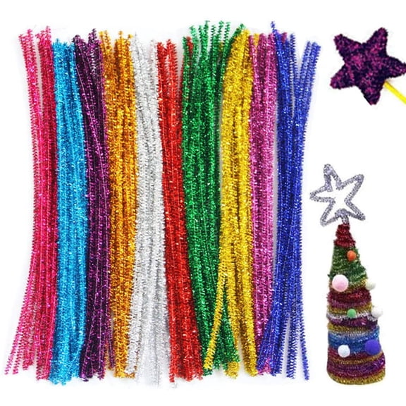 Visland 200Pcs Glitter Sparkle Pipe Cleaner Stem, Chenille Stem for DIY Art Creative Crafts Decor