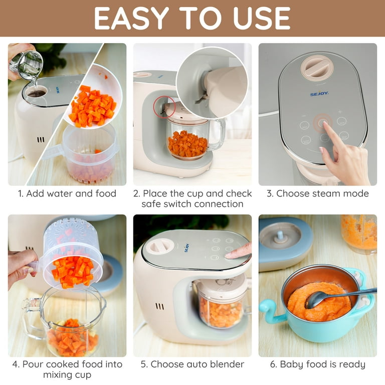 Eccomum Baby Food Maker, Baby Food Processor ,Multi-Function Blender Food  Steamer Puree Grinder Machine, Touch Control Panel, Auto Shut-Off 