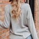 thumbnail image 5 of Suéter de mujer de manga larga con cuello en V Drop Shoulder Pure Color Casual Fit Suéter de punto para mujer, 5 of 7
