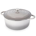 thumbnail image 1 of Olla holandesa de hierro fundido con tapa – Cacerola esmaltada antiadherente apta para horno – Batería de cocina resistente para horno holandés – Gris, 7.3 cuartos, 30 cm – de Nuovva, 1 of 5