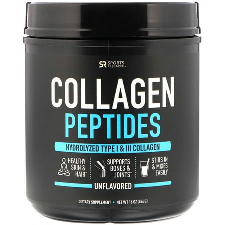 Sports Research  Collagen Peptides  Unflavored  16 oz  454 (Best Way To Increase Collagen In The Face)