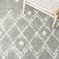 thumbnail image 6 of SAFAVIEH Berber Jilliean Geometric Shag Area Rug, Light Gray/Cream, 5'1" x 7'6", 6 of 12