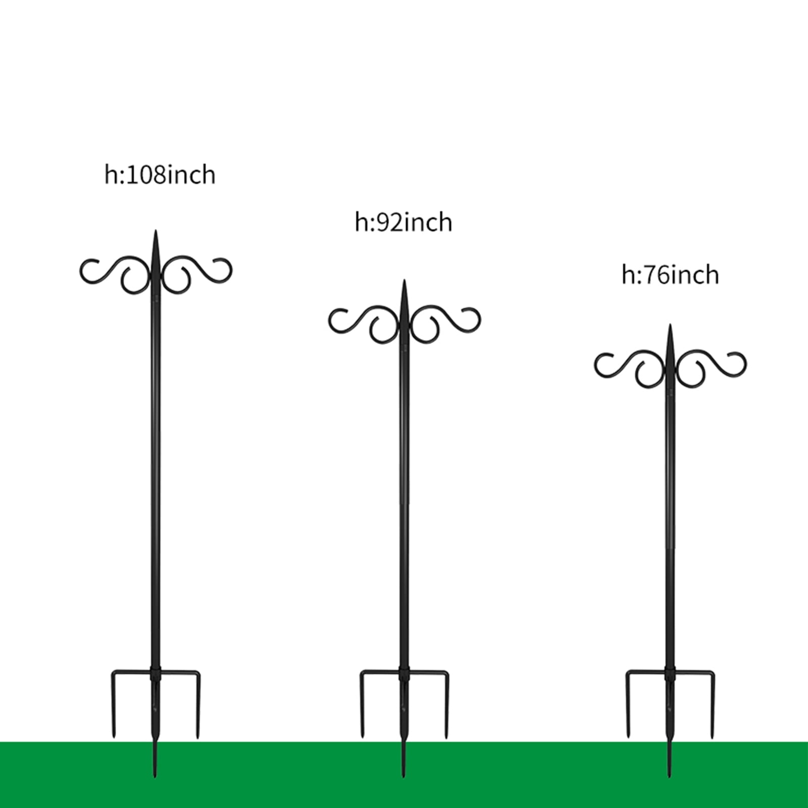 Crochet Berger Fer Forgé 165 Cm Double – Support Robuste Mangeoire Oiseaux, Plantes Suspendues Jardin Extérieur