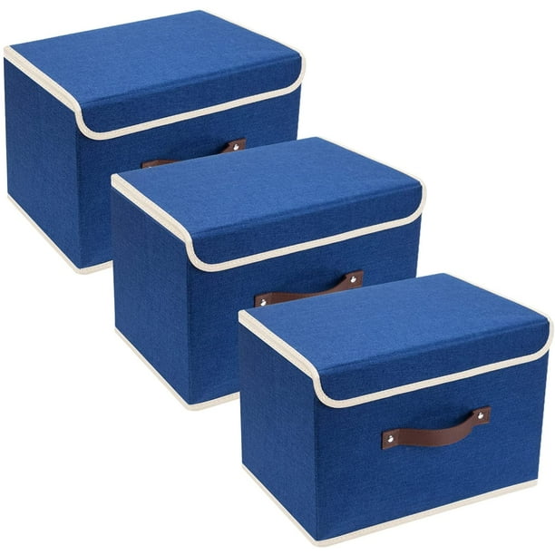 Foldable Storage Bins 3 Pack Storage Boxes with Lids and Handles