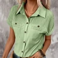 thumbnail image 5 of QUNYINEY Short Sleeve Women's Button Down Shirts Collared Solid Dress Tops with Pocket Slim Pleated Business Womens Tops, 5 of 7