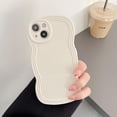 thumbnail image 7 of for iPhone 13 Case 6.1 Inch Curly Wave Frame Phone Case Cute Design Color Aesthetic Phone Case Soft TPU Shockproof Protective Bumper Case Cover for Girls, Beige, 7 of 7