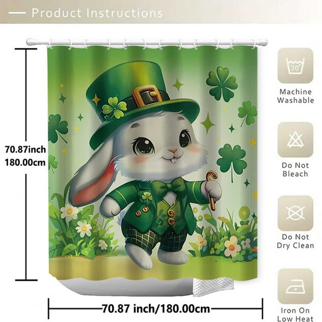 Cheapark Ensemble de Rideau de Douche pour la Saint-Patrick, 4 Pcs