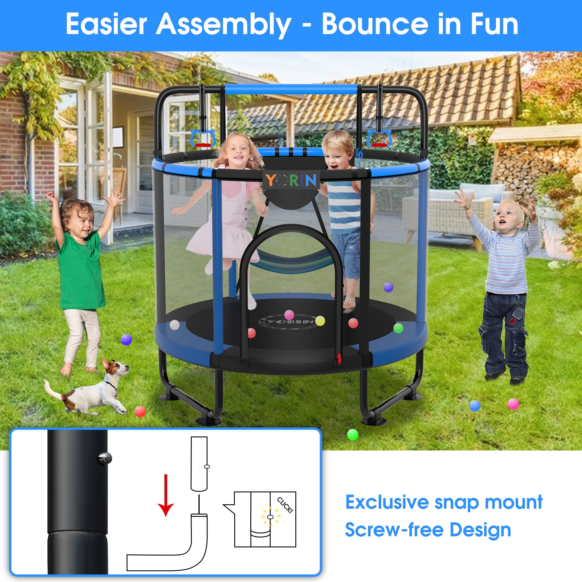 YORIN Trampoline for Kids, 55'' Toddler Mini Trampoline with