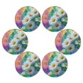thumbnail image 2 of 15.4" Round Placemat Set of 6 Polyester Fabric Place Mats Non-Slip Dining Kitchen Table Mats for Kitchen Party Decor Watercolor Daisies Pattern, 2 of 5