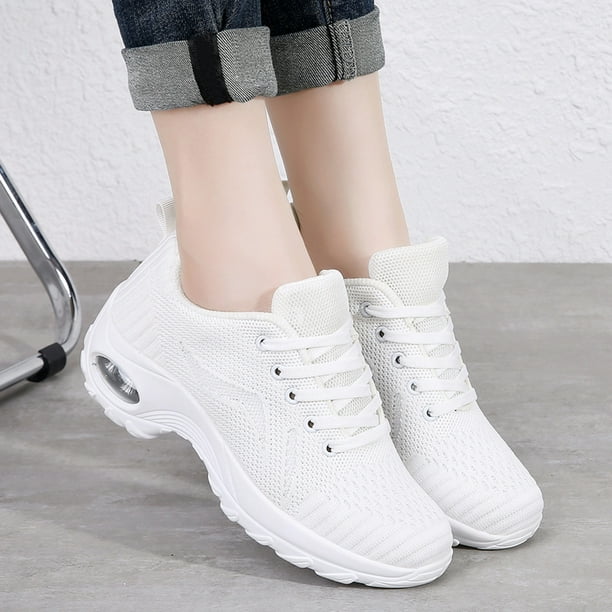 CAICJ98 Running Shoes Womens Women s Running Shoes Breathe Mesh Tennis Sneakers Lace Up Lightweight Walking Shoes White