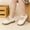 Beige, variant on OGLCCG Little Girls Mary Jane Dress Shoes Low Heel Hook and Loop Princess Shoes Ballet Flats Party Wedding School Uniform Shoes 3-10 Years