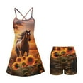 thumbnail image 5 of Yuyamidu Horse Women's Tennis Mini Dresses Summer Sleeveless Dresses Built in Shorts with Pocket Sunflowers Golf Athletic Dress Size 2XL Two Piece Active Dress for Biking/Hiking, 5 of 7