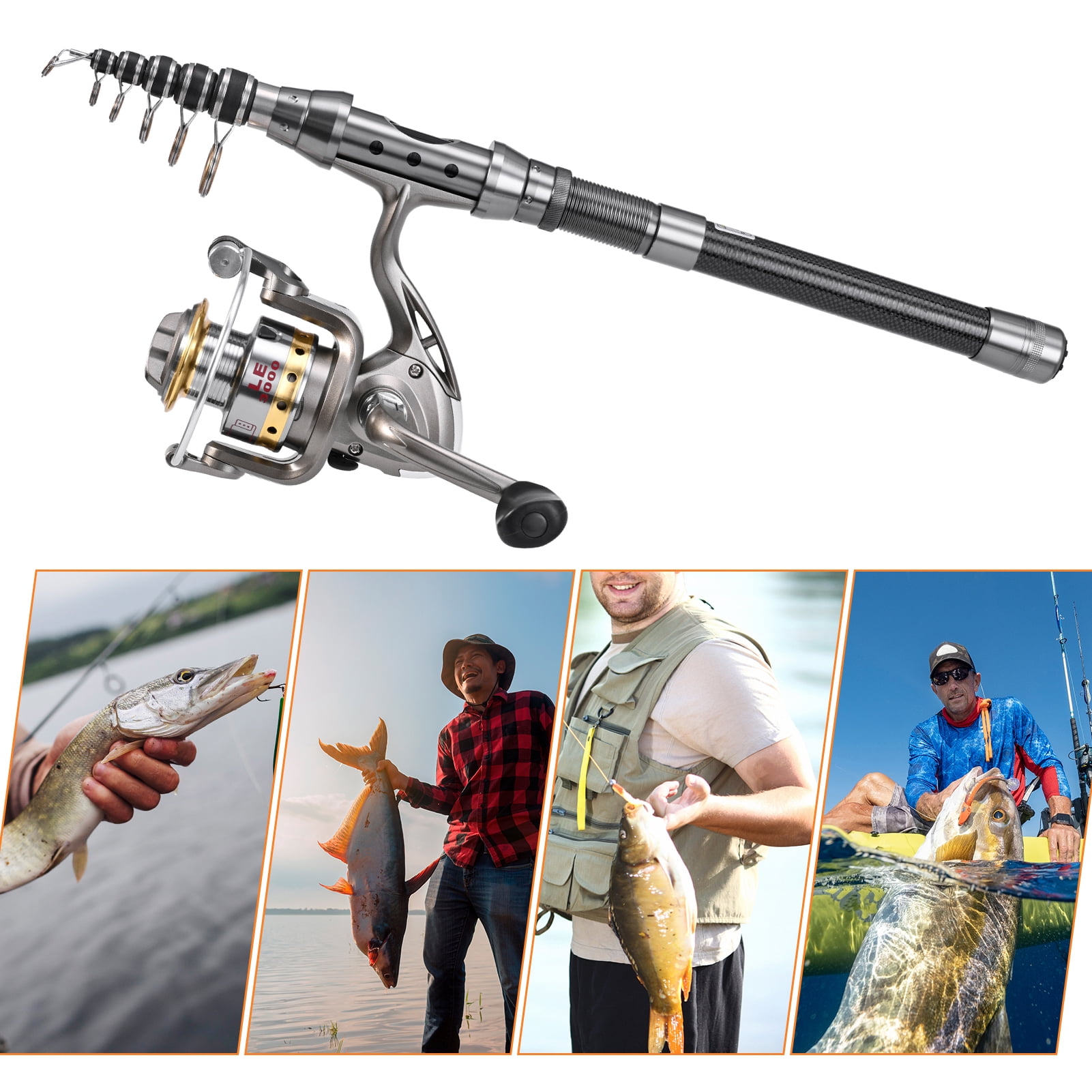 Sorven telescoping fishing rods Sea Fishing Pole Combo Set 2PCS Rod and Reel Telescopic Fishing Rod Carbon Fiber Reels Fishing Accessories 2.1m