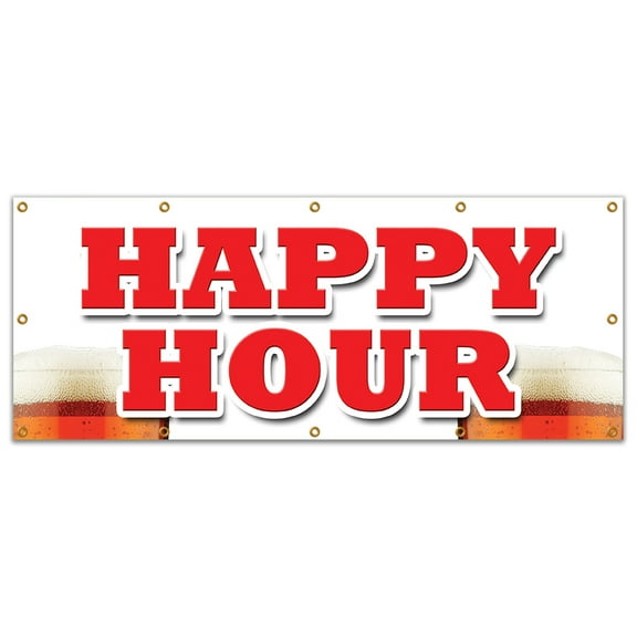 48"x120" HAPPY HOUR BANNER SIGN all day 2 for 1 two for one beer cocktails drink