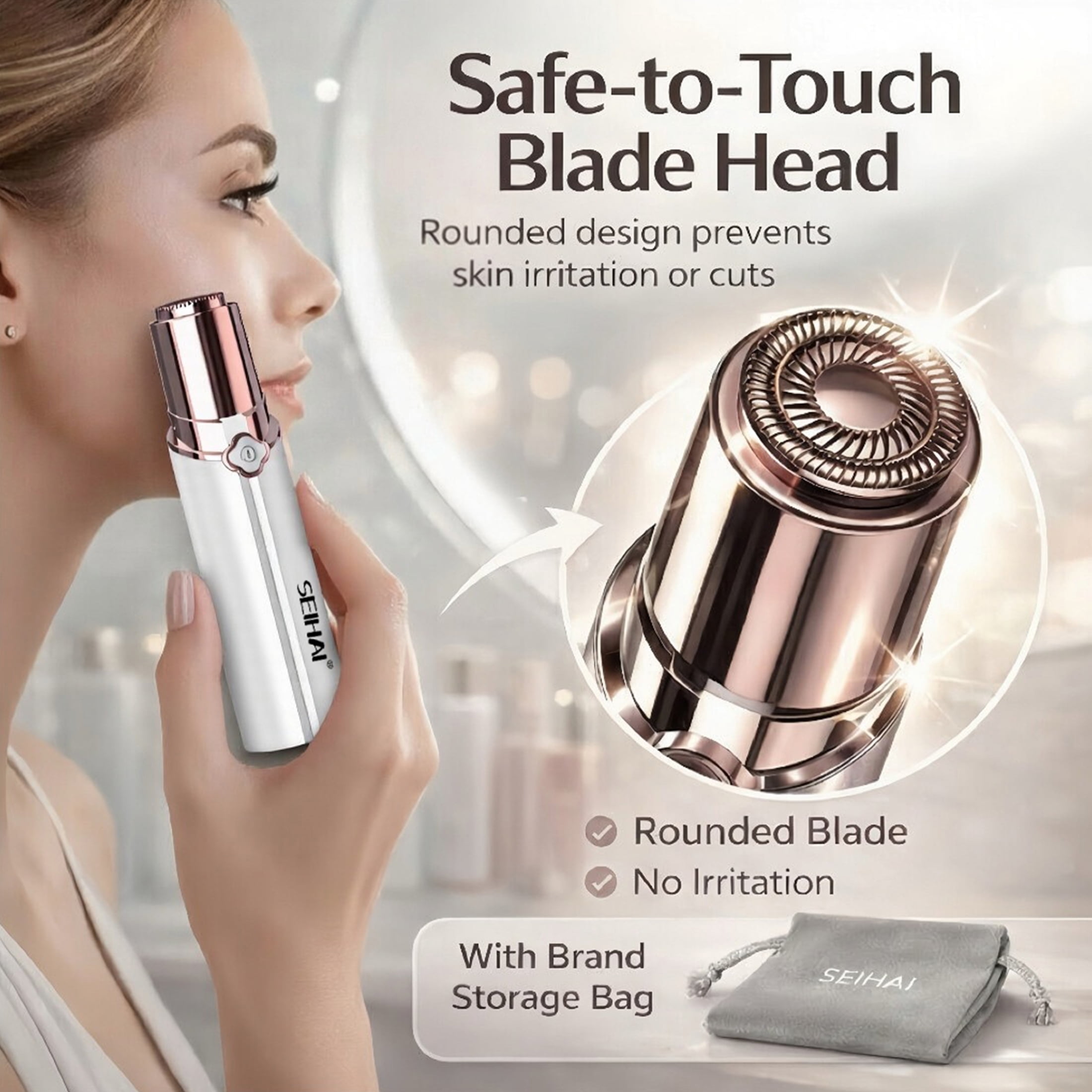 Facial Hair Removal for Women, SEIHAI Hair Removal Device, Face Razors for Women, Personal Care Products/Facial Hair Remover for Face, Lip, Chin, Included 4 x Replacement Heads