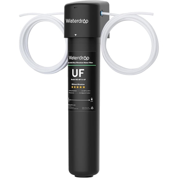 Waterdrop 15UC-UF Water Filter System, 0.01 μm Ultra Filtration for Baçtёria Reduction, NSF/ANSI 42 Certified, 1/4 inch Direct Connect to Refrigerators and Ice Makers, 16K Gallons Capacity, USA Tech