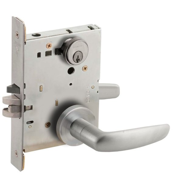Schlage L9050P 07A 626 Grade 1 Entrance Office Mortise Lock Conventional Cylinder S123 Keyway 07 Lever A Rose Satin Chrome Finish Field Reversible