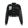 Sunisery Women Cropped Varsity Jacket Y2k Colorblock Letterman Baseball