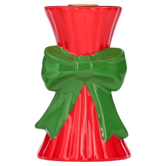Red and Green Ceramic Christmas Taper Candle Holder, 5.5", by Holiday Time