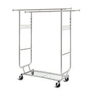 HOKEEPER 680 lbs Heavy Duty Clothing Garment Rack with Shelves Commercial Grade Clothing Racks on Wheels Rolling Double Clothes Rack Portable Collapsible Adjustable, Chrome Finish