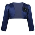 thumbnail image 1 of Sxiwei Boléro en Satin à Manches Longues pour Filles, Robe de Mariage Bleu Marine 120, 1 of 7