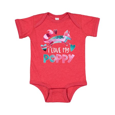 

Inktastic I Love My Poppy Pink and Blue Fox with Hearts Gift Baby Boy or Baby Girl Bodysuit