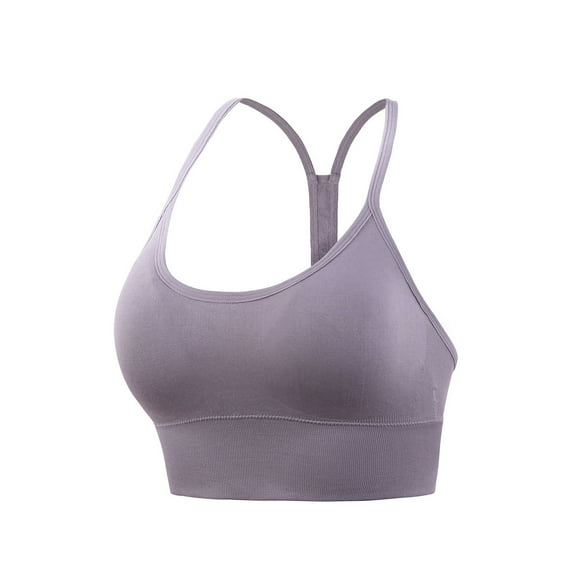 Penkiiy Sports Bras for Women Women's shockproof sports hollowed out bra with adjustable back buttons Purple Bras
