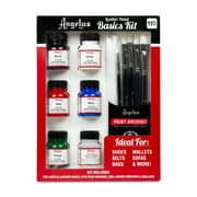 Angelus Leather Paint Basics Kit, Contains 1 Ounce Bottles of Black, White, Red, Blue, Yellow and Preparer, Plus a 5-Piece Angelus Brush Set (799-01-KIT)