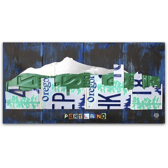 Trademark Fine Art 'Portland Skyline License Plate' Canvas Art by Design Turnpike