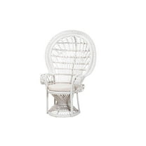 bali & pari Kallima Modern Bohemian White Natural Rattan Peacock Chair