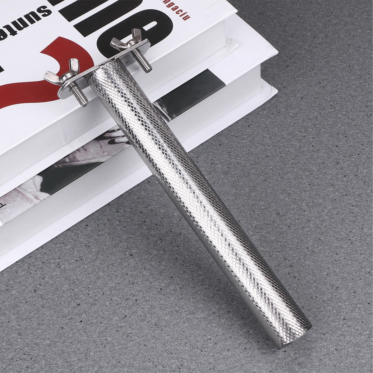 Baluue Plated Silver Stainless Steel Grind Arenaceous Stick for Parakeet Cage Accessories