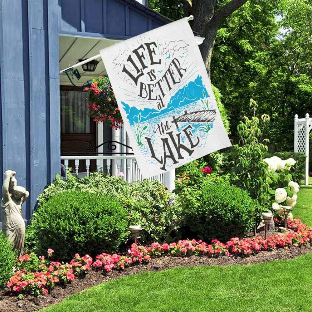 Life is Better At the Lake House Flag 28 x 40 Inch Large Vertical Double Sided Lake House Lakeside Living Cottage Vintage Seasonal Outside Décor for Garden Yard Farmhouse Flags