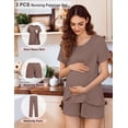 thumbnail image 4 of Ekouaer 3 PCS Maternity Nursing Pajamas Set Postpartum Breastfeeding Short Sleeve Shirts, 4 of 6