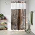 thumbnail image 6 of No Hook Shower Curtain, Brown Shower Curtains for Bathroom with See Through Top Window, Retro Oil Painting Modern Abstract Art Aesthetics Waterproof & Washable Bath Curtain Narrow 54"x78", 6 of 9