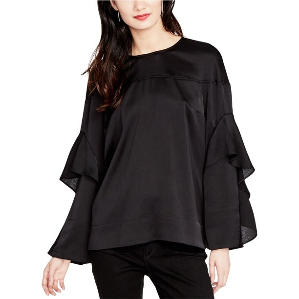 Blusa tipo túnica Rachel Roy con mangas con volantes para mujer negro XX-Large