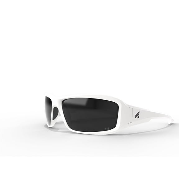 EDGE Brazeau Wrap-Around Safety Glasses, Anti-Scratch, Non-Slip, UV 400, Military Grade, ANSI/ISEA & MCEPS Compliant, 5.04" Wide, White Frame/Smoke Lens