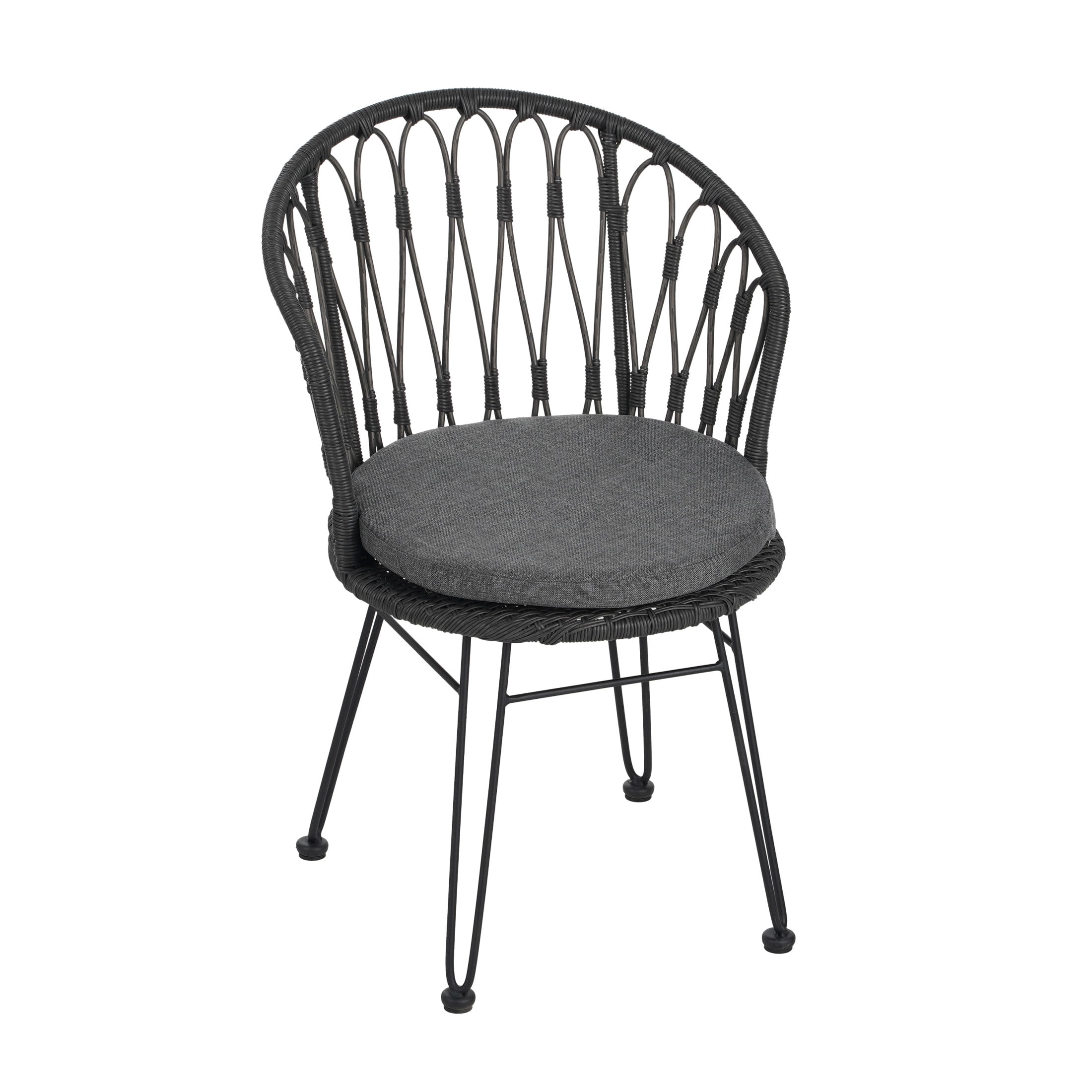 Christopher Knight Home 7-Piece Modern Outdoor Patio Dining Set with Gray Cushions, Teak+Black
