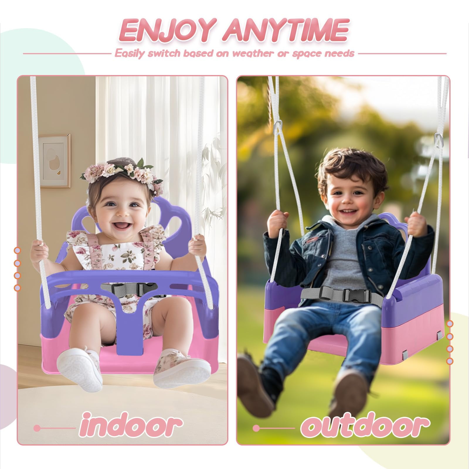 G TALECO GEAR Foldable Toddler Swing, 2 in 1 Swing Sets for Backyard,  Pink & Purple