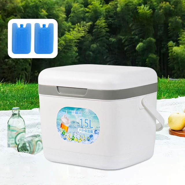 Nevera portátil clásica personal de 15 l para bebidas frías y calientes, ideal para hombres y mujeres. Parrilla. Blanco