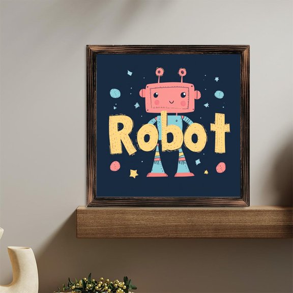 Cute Robot Design Wooden Sign Wall Plaque - Vintage Art Decoration, Wall Decoration - Ideal Gift For Home Decoration, Living Room, Bathroom, Bedroom, Garden, Dining, Bar, Cafe, Festival Party Decor