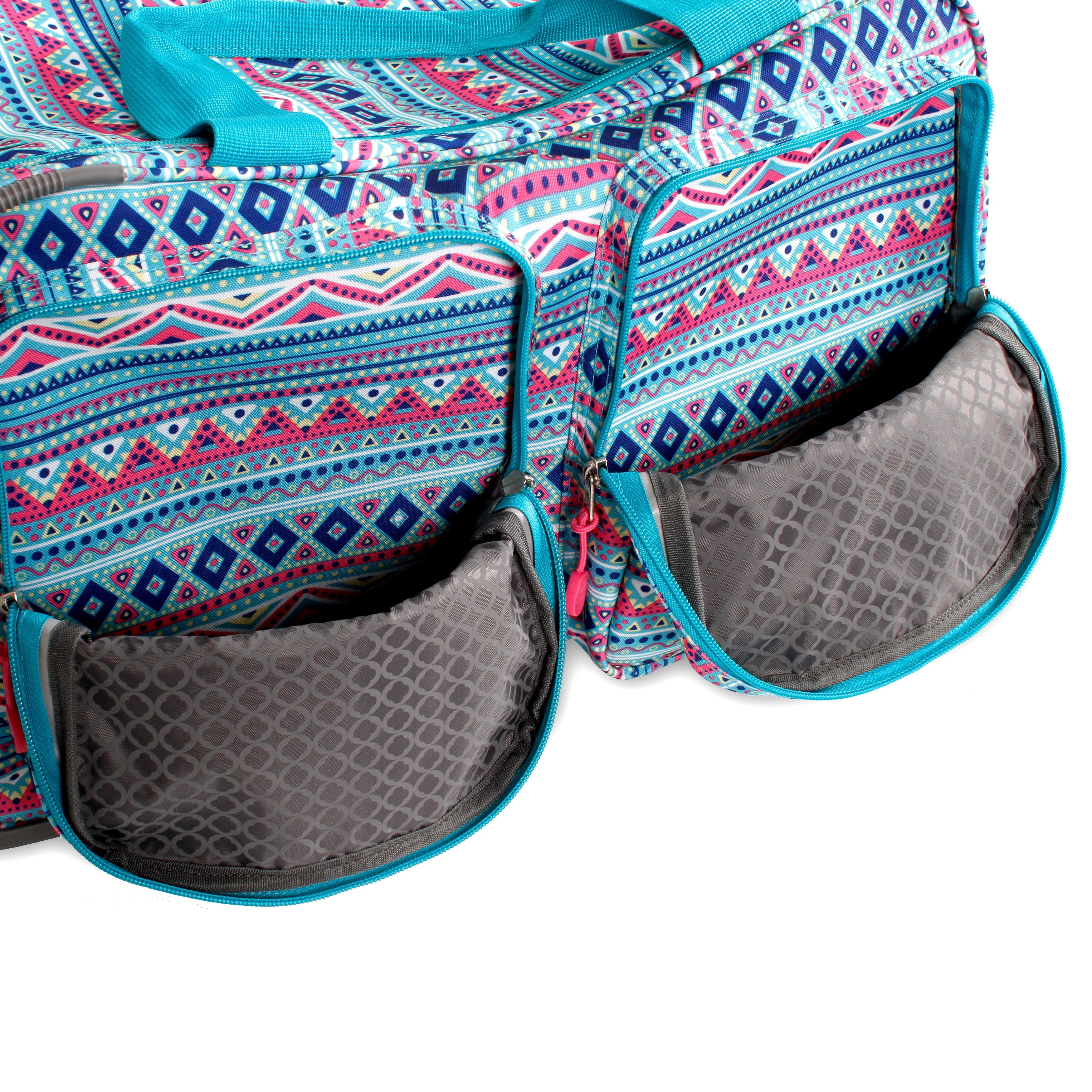 J World Duane Rolling Duffle Bag, Mint Tribal